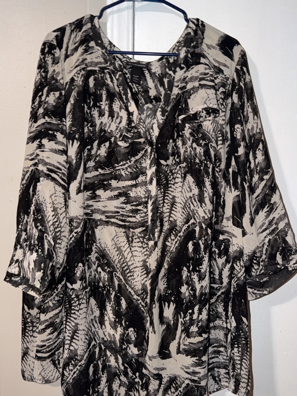 Lane Bryant Black and White Printed Women’s Tunic Top
